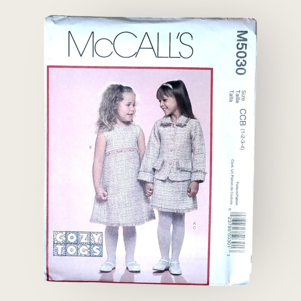 McCalls Sewing Pattern M5030 Toddlers Jacket Jumper Skirt Size 1-4 Uncut